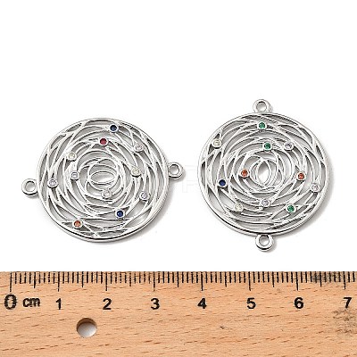 Brass Micro Pave Colorful Cubic Zirconia Hollow Connector Charms KK-K351-58D-P-1