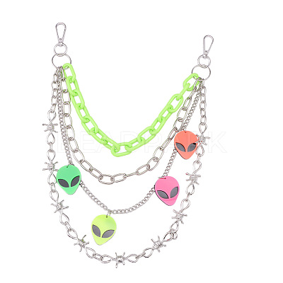 Extra-terrestrial Head Plastic & Alloy Barbed Wire 3 Layer Pants Chains for Women FS-WG4F403-01-1