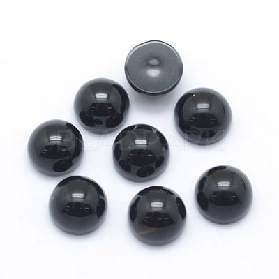 Natural Dyed & Heated Black Agate Cabochons G-P393-R02-6mm-1