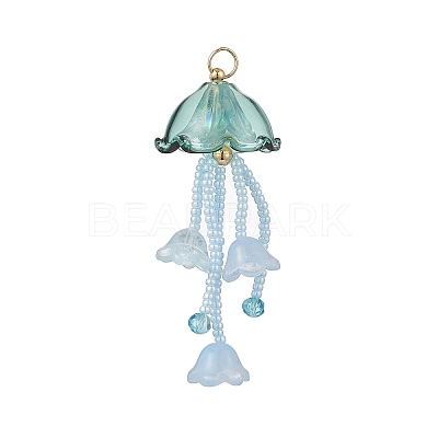 Glass Seed Beaded Jellyfish Big Pendants PALLOY-MZ01166-1