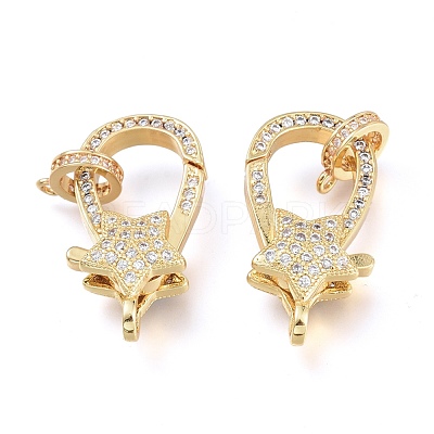 Brass Micro Pave Clear Cubic Zirconia Lobster Claw Clasps ZIRC-L076-070G-1