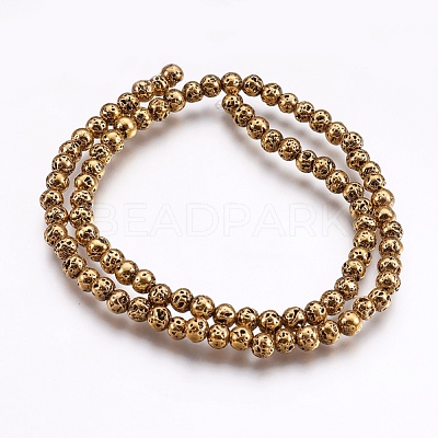 Electroplate Natural Lava Rock Beads Strands G-I200-17E-1