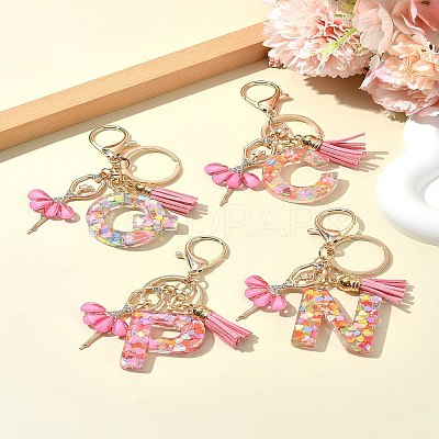 Letter A~Z Transparent Glitter Resin Pendant Keychains KEYC-FZ00024-05-1