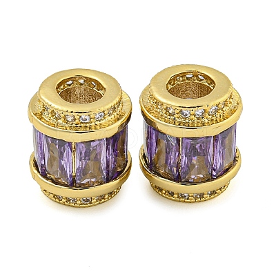Rack Plating Brass Micro Pave Cubic Zirconia European Beads KK-F089-31G-1
