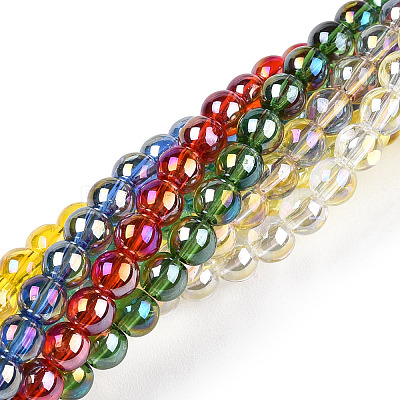 Electroplate Transparent Glass Beads Strands GLAA-T032-T8mm-AB-1