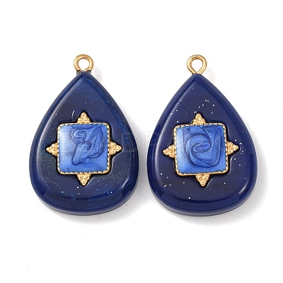 304 Stainless Steel Resin Pendants STAS-F352-07E-07-1