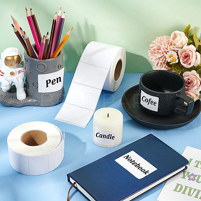 2 Rolls 2 Styles Rectangle Paper Thermal Printable Label Stickers STIC-BC0001-06-1
