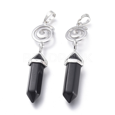 Natural Black Onyx Pointed Big Pendants G-D0021-01P-18-1