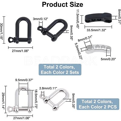 8 Pcs 2 Styles Alloy D-Ring Anchor Shackle Clasps FIND-NB0002-95-1