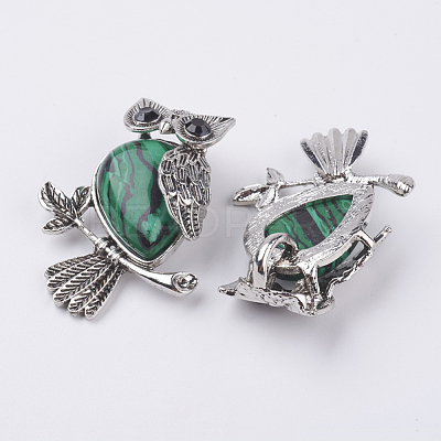 Natural Malachite Pendants G-E442-01N-1