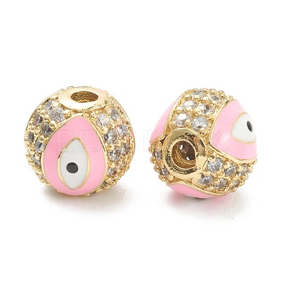 Brass Micro Pave Cubic Zirconia Beads ZIRC-A019-16G-B-1