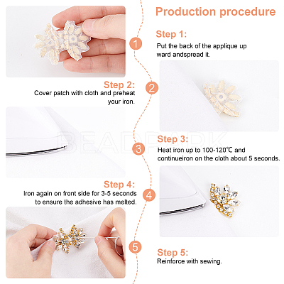 6Pcs 3 Style Glitter Hotfix Rhinestone Iron on Patches(Hot Melt Adhesive On The Back) AJEW-FG0003-69-1