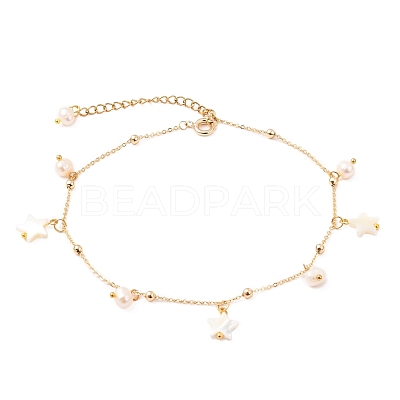 Brass Cable Chain Anklets AJEW-AN00328-1