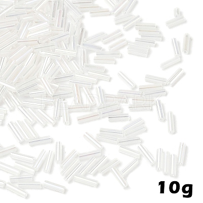10G Transparent Colours Rainbow Glass Bugle Beads GLAA-YW0004-56C-1