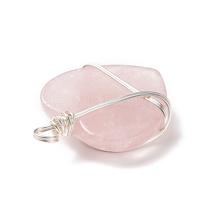 Natural Rose Quartz Pendants PALLOY-JF01663-08-1