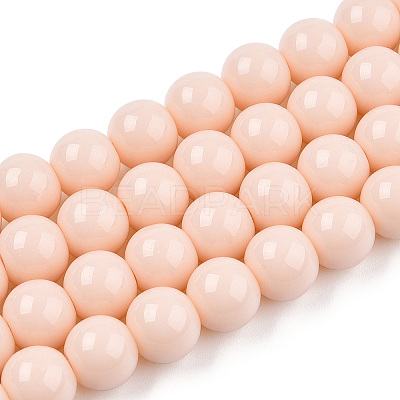 Opaque Solid Color Glass Beads Strands GLAA-T032-P8mm-09-1