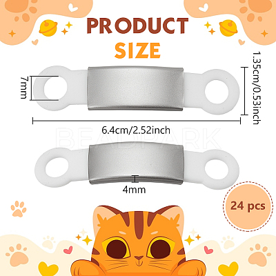24Pcs Silicone & 201 Stainless Steel Curved Rectangle Connector Charms STAS-BC0004-12A-1