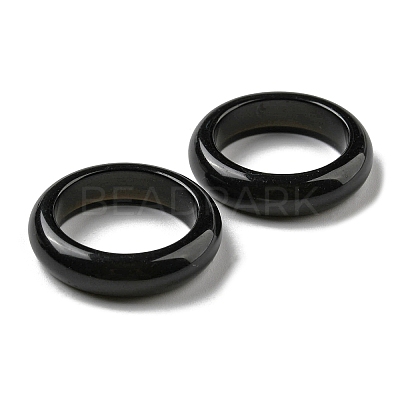 Natural Obsidian Plain Band Ring for Women RJEW-P044-01B-10-1