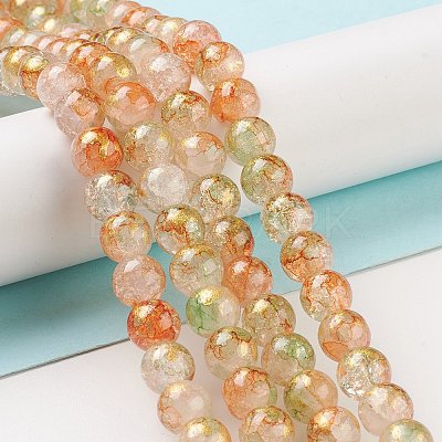 Baking Paint Crackle Glass Bead Strands DGLA-R053-05B-1