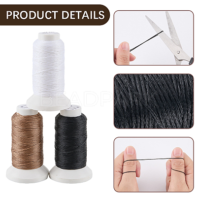 3 Rolls 3 3 Colors Flat Waxed Polyester Cord OCOR-CL0001-12B-1