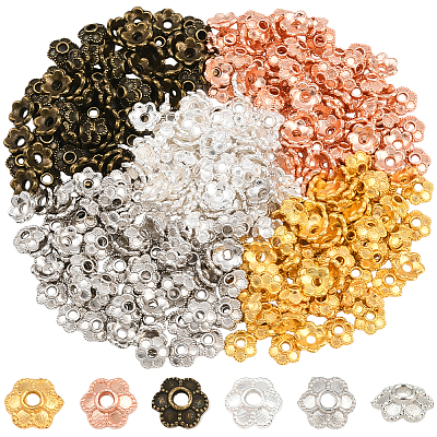350Pcs 5 Colors Alloy Bead Caps Enamel Settings FIND-PA0001-08-1