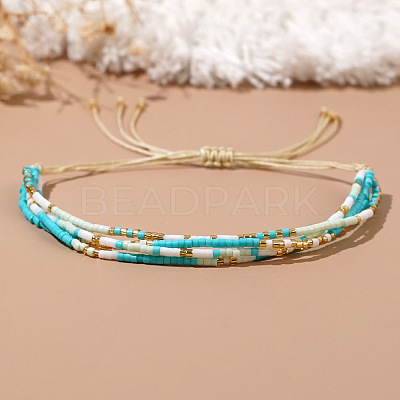 Glass Seed Beaded Braided Bead Bracelets QH7231-1