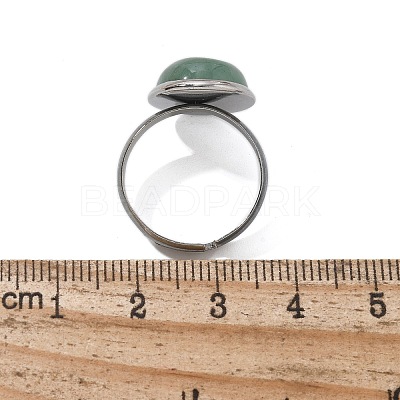Half Round Natural Green Aventurine Finger Rings RJEW-M062-01P-21-1