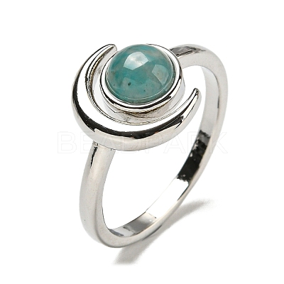 Natural Amazonite Adjustable Rings RJEW-K269-09P-10-1