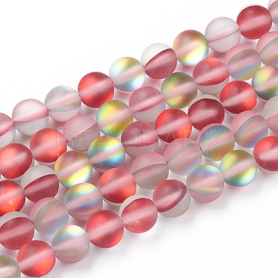Synthetic Moonstone Beads Strands G-R375-8mm-A17-1