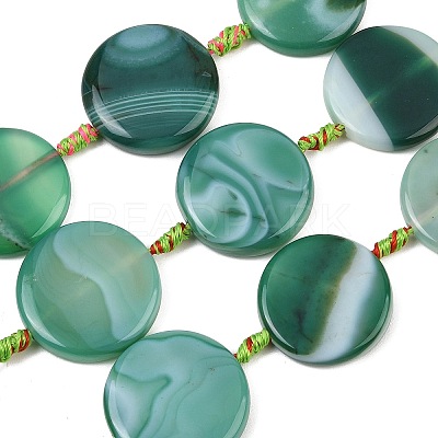 Natural Banded Agate Coin Beads Strands GG-CBAE0EB-06C-1