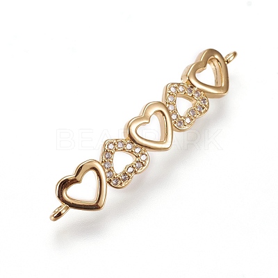 Brass Micro Pave Cubic Zirconia Links ZIRC-F099-06G-1
