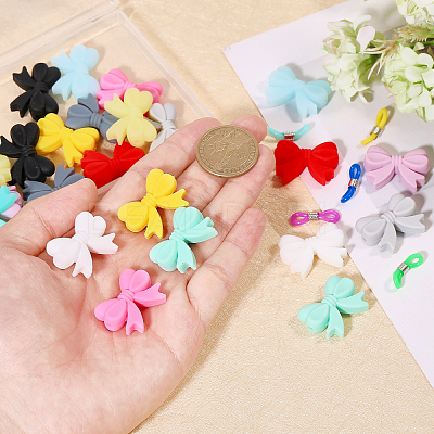 34Pcs 17 Styles Bowknot Food Grade Eco-Friendly Silicone Focal Beads SIL-BC0001-06-1