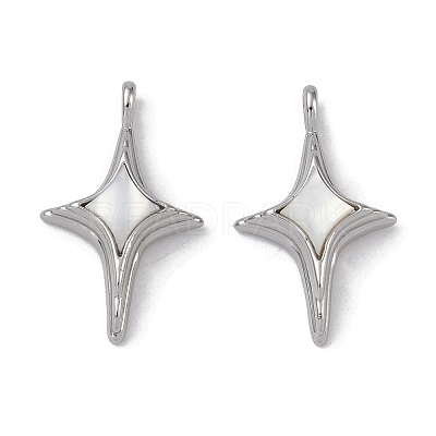 Brass Pave Shell Pendants KK-G497-09P-1