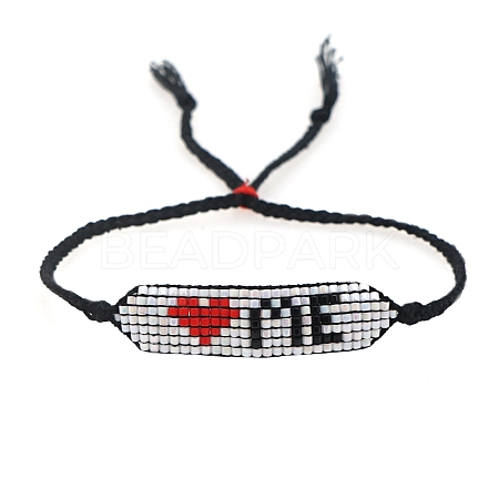 Glass Seed Wide Band Friendship Link Bracelet for Women BJEW-P269-13A-1