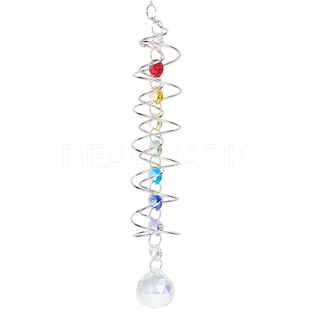 Glass Round Suncatchers Hanging Ornaments HJEW-WH20012-01-1