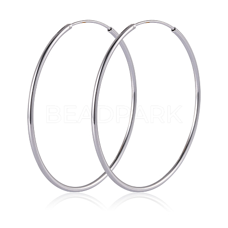 Anti-Tarnish Rhodium Plated 925 Sterling Silver Hoop Earrings Endless Unisex Small Hoop Earrings 40mm Gold Plating Huggie Hoop Earrings for Women Men JE1076A-05-1