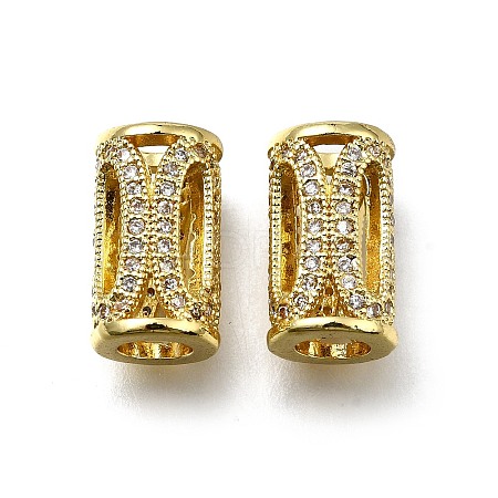 Brass Micro Pave Clear Cubic Zirconia European Beads ZIRC-I070-015G-1