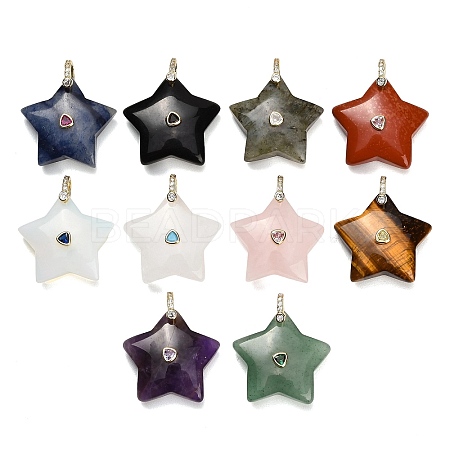 Natural & Synthetic Mixed Gemstone Pendants G-Z157-01G-A-1