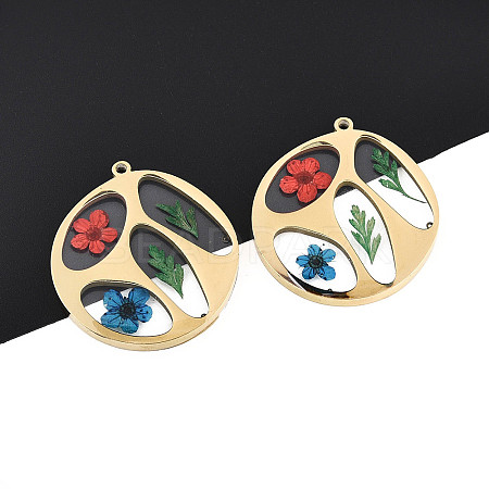 304 Stainless Steel Epoxy Resin Pendants STAS-T072-22-1