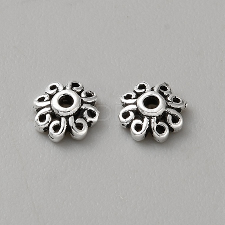 Retro 925 Sterling Silver Bead Caps STER-WH0007-17A-AS-1