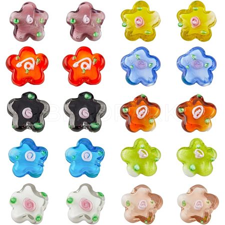 HOBBIESAY 20Pcs 10 Colors Glass Bead FIND-HY0001-03-1