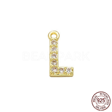 Real 18K Gold Plated 925 Sterling Silver Micro Pave Clear Cubic Zirconia Charms STER-P054-10G-L-1