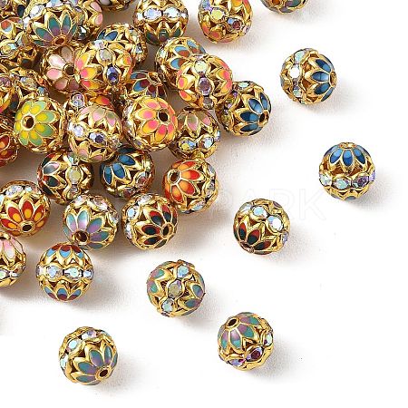 Brass & Alloy & Rhinestone Enamel Beads RB-CBA973B-11B-G-1