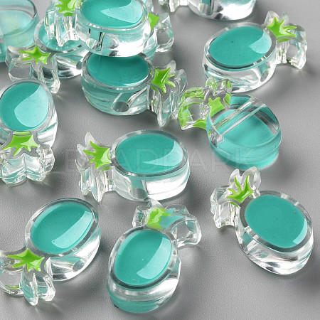Transparent Enamel Acrylic Beads TACR-S155-002G-1