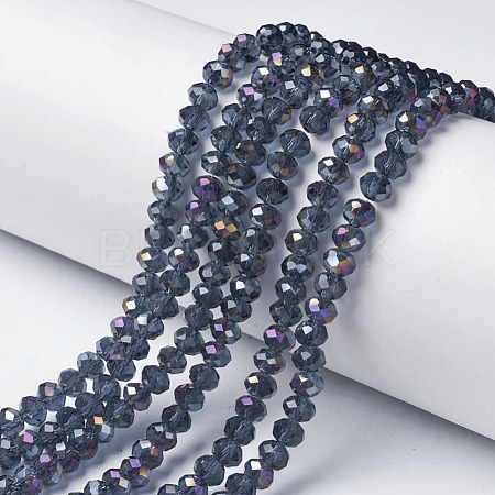 Electroplate Transparent Glass Beads Strands EGLA-A034-T6mm-F14-1