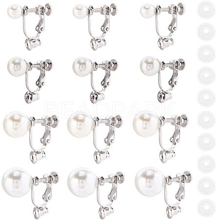 24Pcs 4 Styles 316 Surgical Stainless Steel Clip-on Earring Converters Findings STAS-SC0010-35P-1