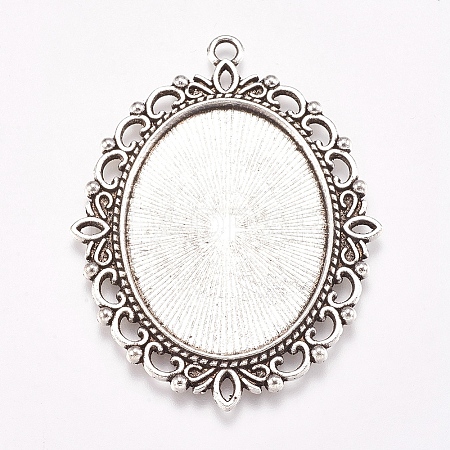 Tibetan Style Oval Pendant Cabochon Settings LS-TIBE-473-AS-NR-1