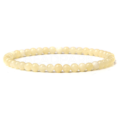 4mm Round Natural Yellow Jade Beads Bracelet for Men KG3069-31-1