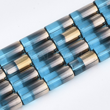 Half Electroplate Glass Beads Strands EGLA-S177-01E-1