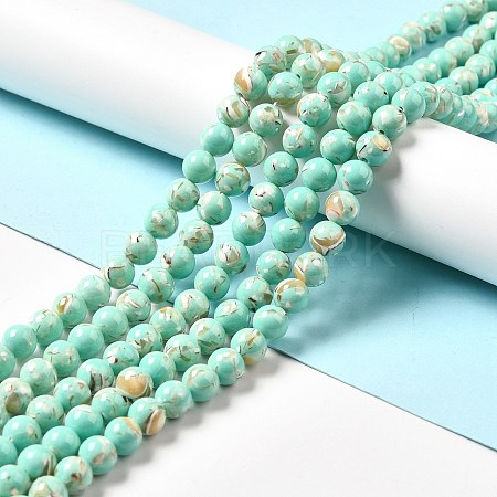 Synthetic Turquoise and Sea Shell Assembled Beads Strands G-D482-01C-08-1